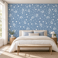 Berry Drift, peel and stick wallpaper styled on a feature wall