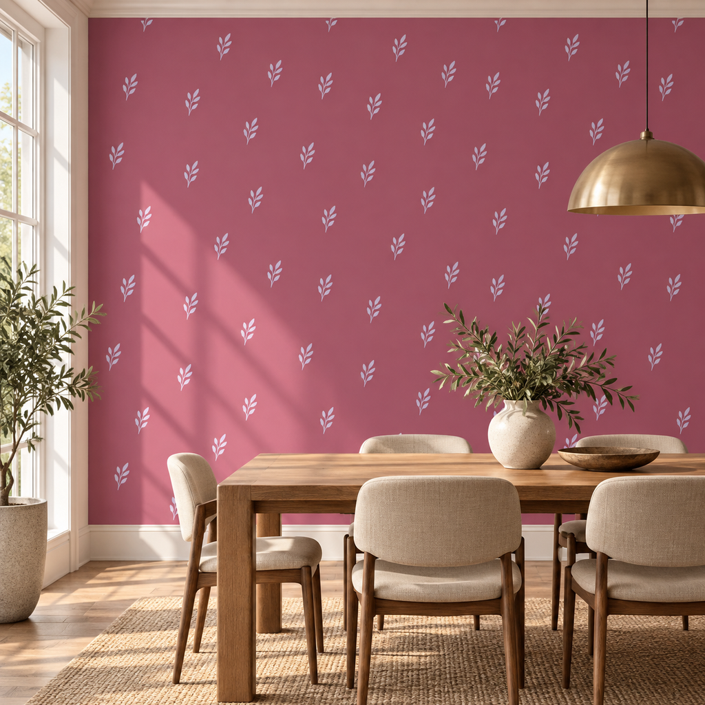 Berry Sprigs, peel and stick wallpaper styled on a feature wall