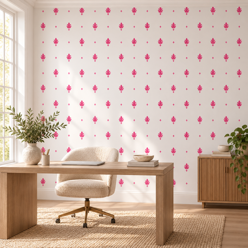 Blossom Crest, peel and stick wallpaper styled on a feature wall