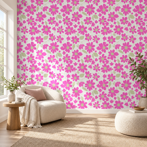 Blossom Garden, peel and stick wallpaper styled on a feature wall