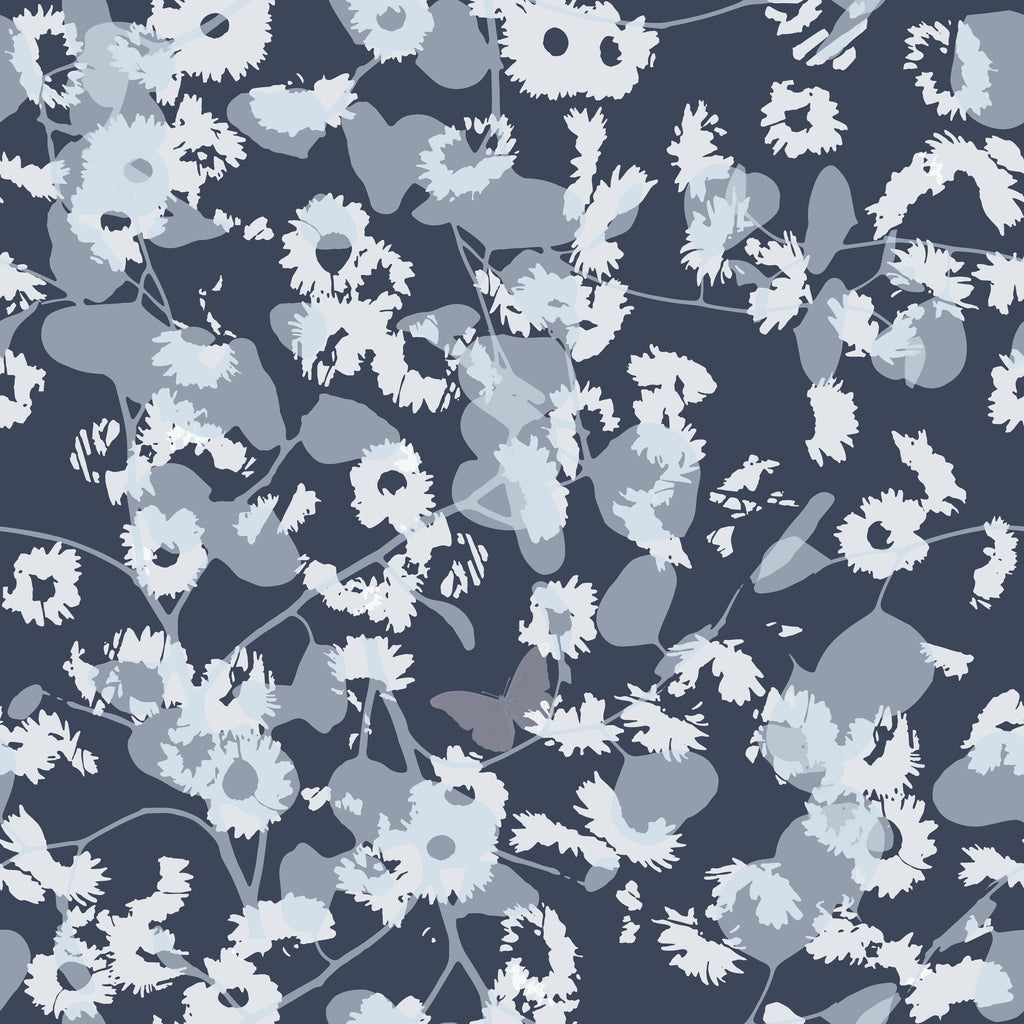 Blue Everlastings by De-Anne Strange, peel and stick wallpaper