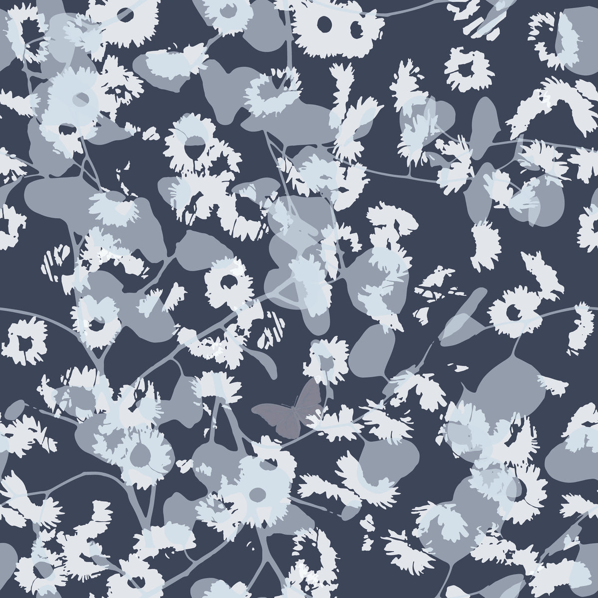 Blue Everlastings by De-Anne Strange, peel and stick wallpaper