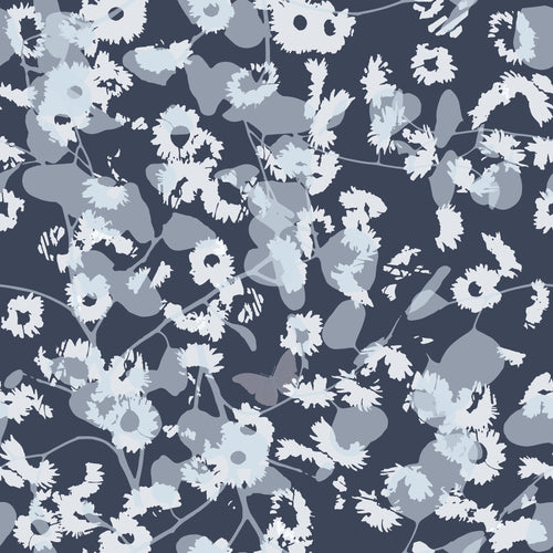 Blue Everlastings by De-Anne Strange, peel and stick wallpaper