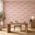Blush Fern, peel and stick wallpaper styled on a feature wall