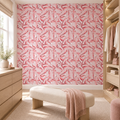 Blush Fragments, peel and stick wallpaper styled on a feature wall