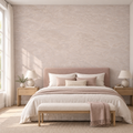 Blush Grain, peel and stick wallpaper styled on a feature wall