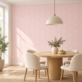 Blush Hexagons, peel and stick wallpaper styled on a feature wall