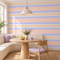 Blush Bands, peel and stick wallpaper styled on a feature wall