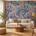 Boho Mandala, peel and stick wallpaper styled on a feature wall