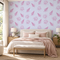 Blush Botanicals peel and stick wallpaper styled on a feature wall