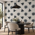 Ink Botanicals peel and stick wallpaper styled on a feature wall
