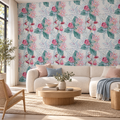 Protea Garden peel and stick wallpaper styled on a feature wall