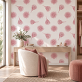 Rose Botanicals peel and stick wallpaper styled on a feature wall