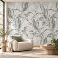Botanical Calm, peel and stick wallpaper styled on a feature wall