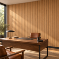 Cedar Panels, peel and stick wallpaper styled on a feature wall