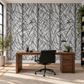 Charcoal Grass, peel and stick wallpaper styled on a feature wall