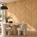 Chevron Timber, peel and stick wallpaper styled on a feature wall