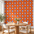 Citrus Pop, peel and stick wallpaper styled on a feature wall