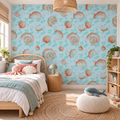 Coastal Garden peel and stick wallpaper styled on a feature wall