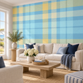 Coastal Patchwork, peel and stick wallpaper styled on a feature wall