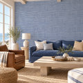 Chambray Linen peel and stick wallpaper styled on a feature wall
