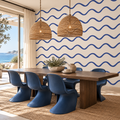 Wave Lines, peel and stick wallpaper styled on a feature wall