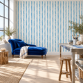 Coastal Strokes peel and stick wallpaper styled on a feature wall