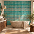 Coastal Weave peel and stick wallpaper styled on a feature wall