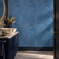 Frosted Blue peel and stick wallpaper styled on a feature wall