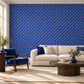 Cobalt Petals, peel and stick wallpaper styled on a feature wall