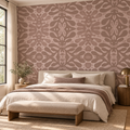 Cocoa Damask, peel and stick wallpaper styled on a feature wall