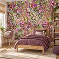 Confetti Mosaic peel and stick wallpaper styled on a feature wall