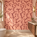 Coral Lava, peel and stick wallpaper styled on a feature wall