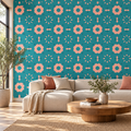 Coral Motif, peel and stick wallpaper styled on a feature wall