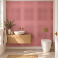 Coral Pindot, peel and stick wallpaper styled on a feature wall