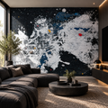 Cosmic Splatter, peel and stick wallpaper styled on a feature wall