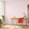 Crimson Curves, peel and stick wallpaper styled on a feature wall
