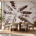 Crimson Leaves, peel and stick wallpaper styled on a feature wall