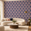 Deco Fans, peel and stick wallpaper styled on a feature wall