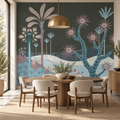 Desert Bloom, peel and stick wallpaper styled on a feature wall