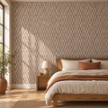 Desert Lattice, peel and stick wallpaper styled on a feature wall