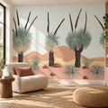 Desert Palms, peel and stick wallpaper styled on a feature wall