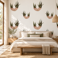 Desert Planters, peel and stick wallpaper styled on a feature wall