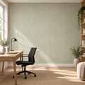 Desert Triangles, peel and stick wallpaper styled on a feature wall