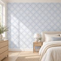 Diamond Lattice, peel and stick wallpaper styled on a feature wall