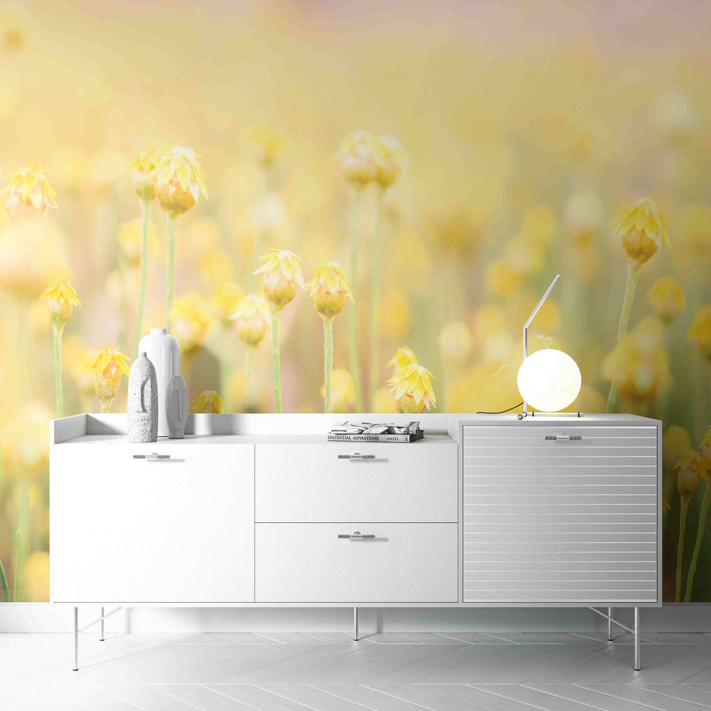 Dreamy Pastels mural by De-Anne Strange, peel and stick wallpaper styled in a room