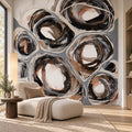 Earth Echo I mural by Lara Scolari, peel and stick wallpaper styled in a room