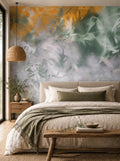 Earth Love mural by De-Anne Strange, peel and stick wallpaper styled in a bedroom