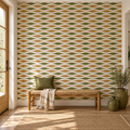 Earthwave Rhythm, peel and stick wallpaper styled on a feature wall