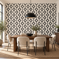 Ebony Diamonds, peel and stick wallpaper styled on a feature wall